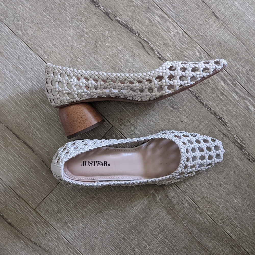 JustFab Women's Rattan Chunky Wood Block Heel - 8